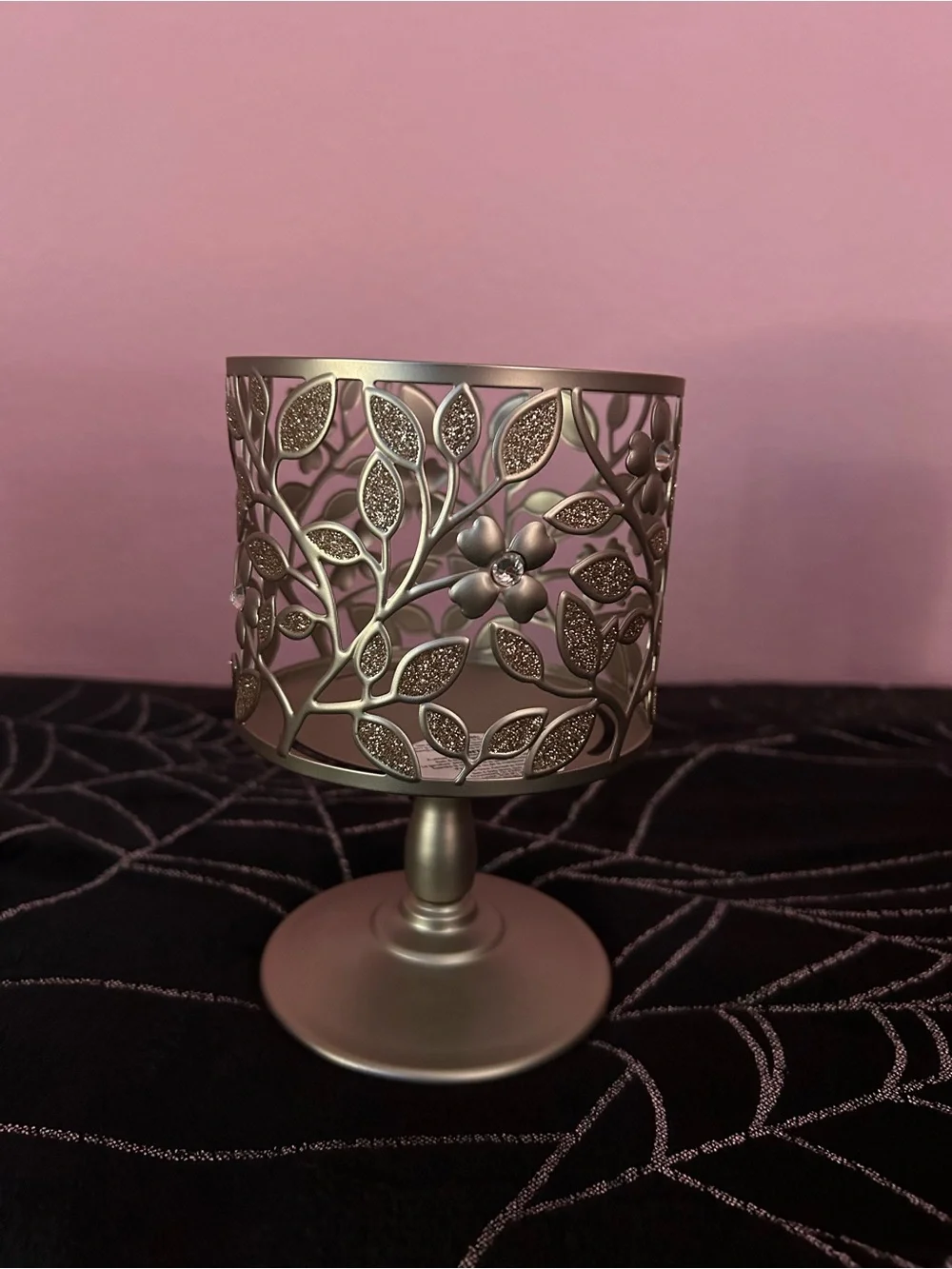Bath & Body Works Metallic Bronze Leaf & Flower Candle Holder